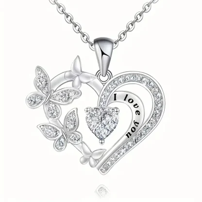 Creative Heart Necklace with Butterfly Design - Image 2