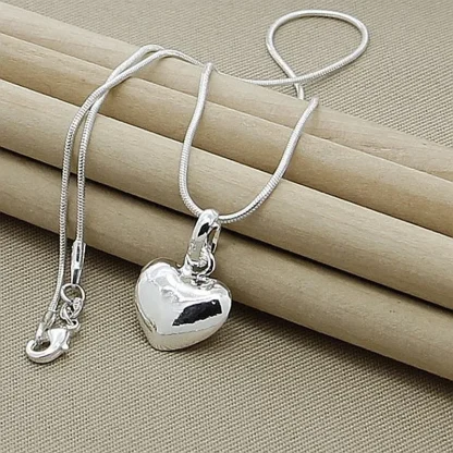 Silver Color Minimalist Heart Necklace