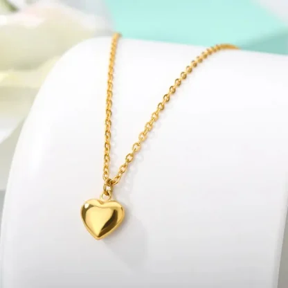 Shiny Minimalist Chain Heart Necklaces - Image 2