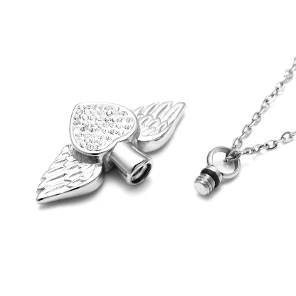 Luxurious Heart Necklace with Wing Decor - Image 6