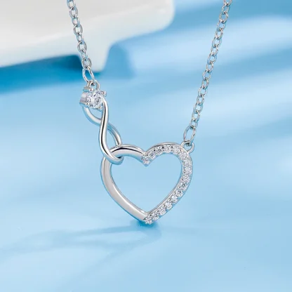 Hollow Heart Necklace with Infinity Sign - Image 2