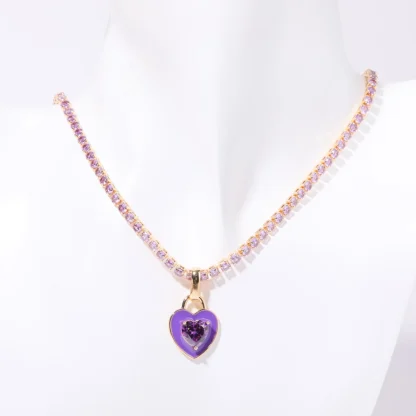 Colored Heart Necklace with Luxury Design - Image 8
