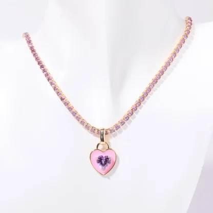 Colored Heart Necklace with Luxury Design