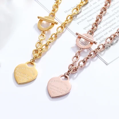 Heart Necklace with Carving Design - Image 4