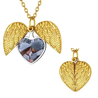 Heart Shaped Necklace with Wing Design - Image 10