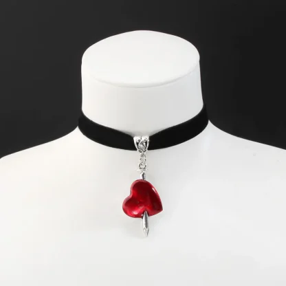 Gothic Style Necklace with Spiking Heart Decor - Image 3