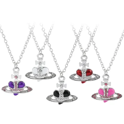 Bold Heart Necklace with Cross Design - Image 3
