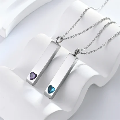 Modern Bar Necklace with Heart Decor