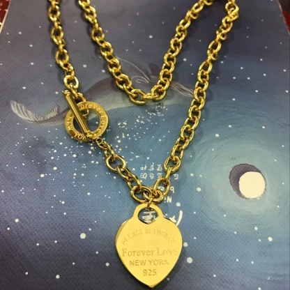 Heart Necklace with Carving Design - Image 3