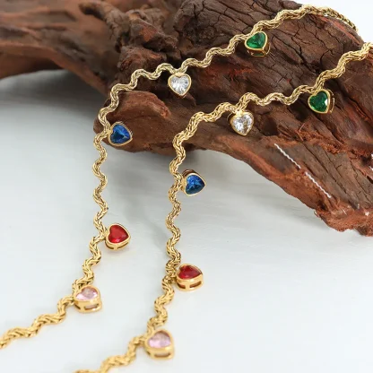 Wavy Heart Necklace with Multicolored Design - Image 6