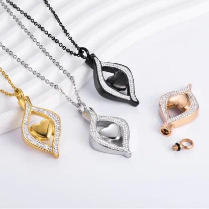 Luxurious Heart Necklace with Teardrop Design - Image 3