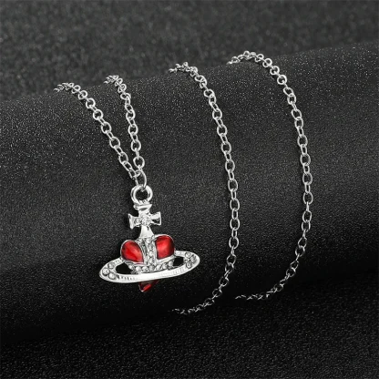 Bold Heart Necklace with Cross Design