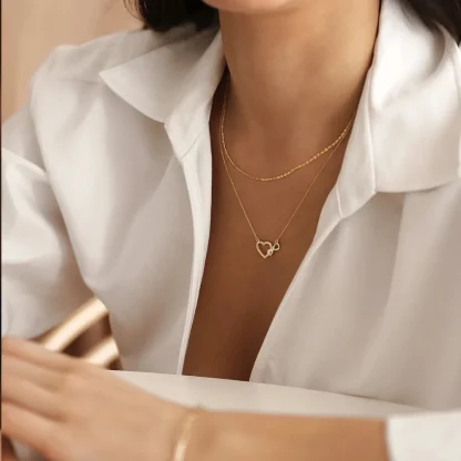 Sparkly Heart Necklace with Inifinity Sign - Image 4