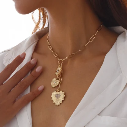 Boho-style Heart Necklace with Multi Pendant - Image 2