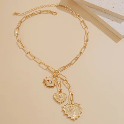 Boho-style Heart Necklace with Multi Pendant - Image 6