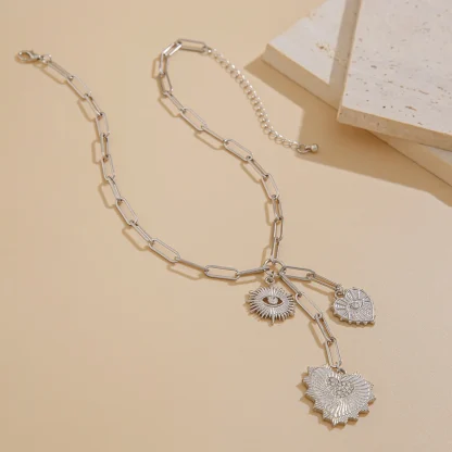 Boho-style Heart Necklace with Multi Pendant - Image 10