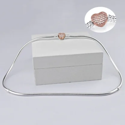 Luxury Heart Necklace with Snake Chain - Image 4