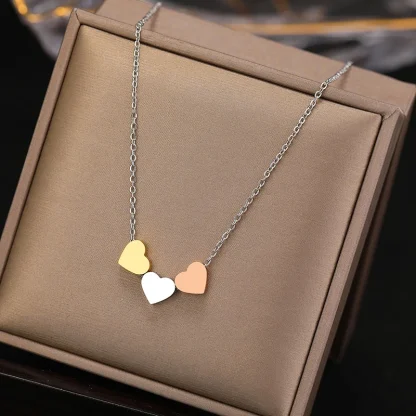 Cute Necklace with 3 Pieces Heart Pendant - Image 4