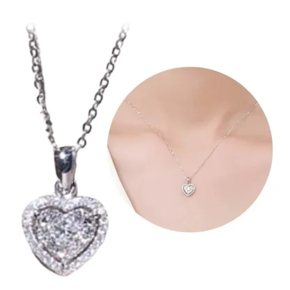 Sparkly Heart Pendant Luxury Necklace - Image 4