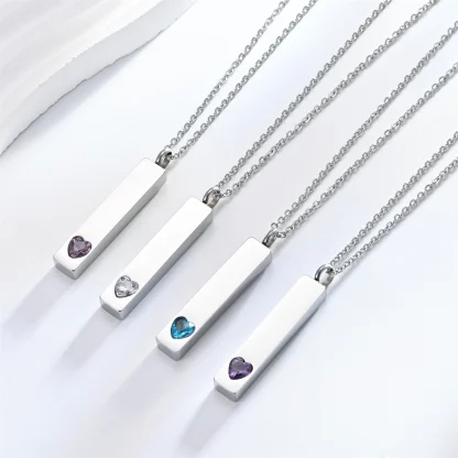 Modern Bar Necklace with Heart Decor - Image 3