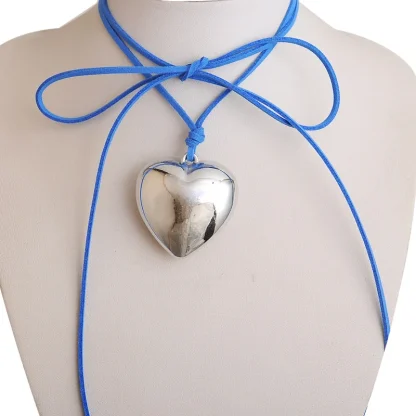 Chunky Heart Necklace with Shiny Finish - Image 5