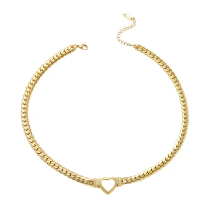 Curb Chain Necklace with Heart Pendant - Image 7