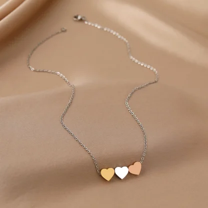 Cute Necklace with 3 Pieces Heart Pendant - Image 2